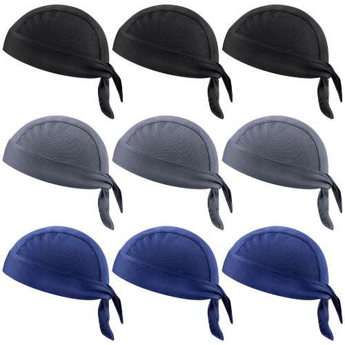 ZUYYON 9 Pcs Do Rag Skull Cap Sweat Wicking Head Wraps Cooling Durags Beanie Skull Bicycle Helmet Liner Bandana for Men Women(Classic Style)