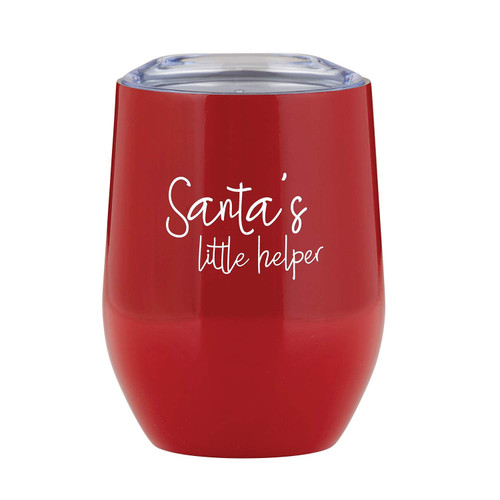 Santa Barbara Design Studio Holiday Collection Stainless Steel Stemless Wine Tumbler with Lid, 12-Ounce, Santa's Helper