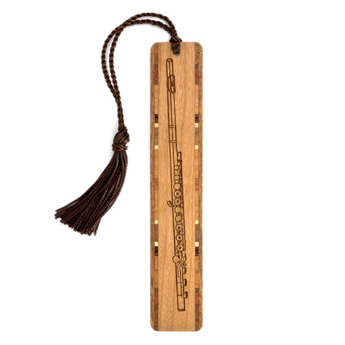 Personalized Flute - Musical Instrument - Engraved Wooden Bookmark - Made in USA - Also Available Without Personalization