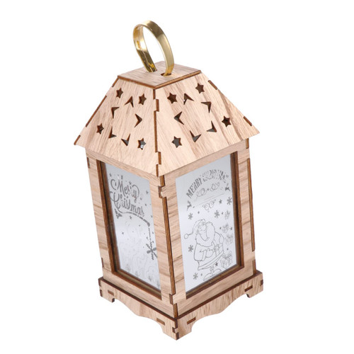 OATIPHO 1pc Wooden Christmas Lantern Lights Decorative Lantern Outdoor Christmas Lantern Decorations Christmas LED Lantern Out Door Decor Retro Decor Retro Lantern Lighting Candle Plastic