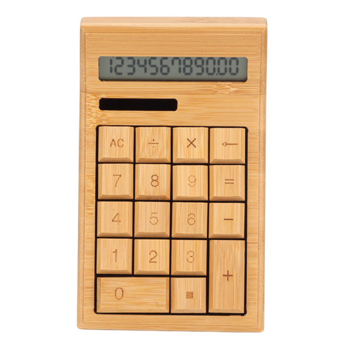 Desktop Calculator, Solar Battery Dual Power Calculator, 12 Digit LCD Display 18 Buttons Bamboo Calculator, for Office Business Student Store
