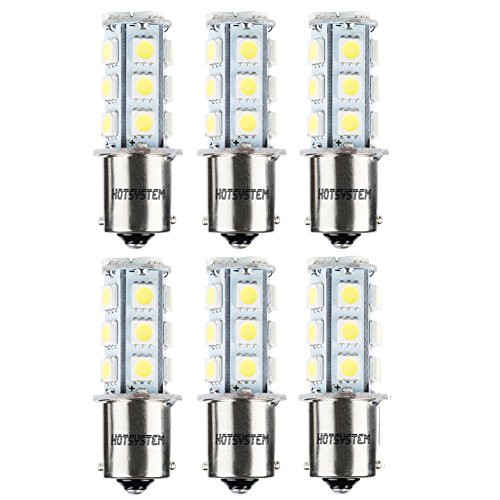 HOTSYSTEM 1156 1141 LED Light Bulbs DC12V 7506 P21W BA15S 18-5050SMD for Car RV SUV Camper Trailer Trunk Interior Reversing Backup Tail Turn Signal Corner Parking Side Marker Lights(Pack of 6,White)