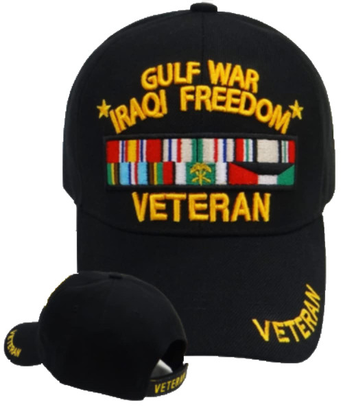 First Military Choice Gulf War Iraqi Freedom Veteran with Ribbons Black Baseball Cap First Military Choice Gulf War Iraqi Freedom Veteran with Ribbons Black Baseball Cap