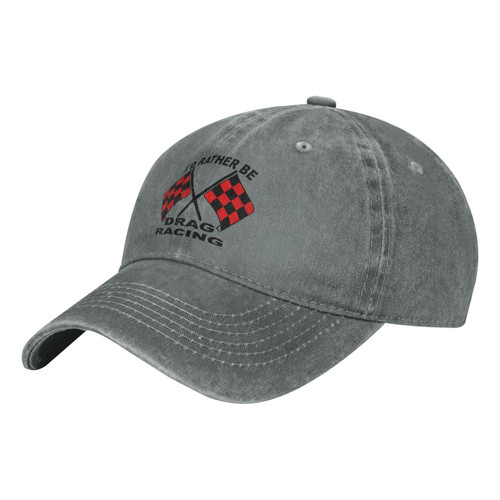 HBXUNNFVQ I'd Rather Be Drag Racing Hat Mens Cowboy Baseball Cap Adjustable Casual Sport Hats Sunhat Gray