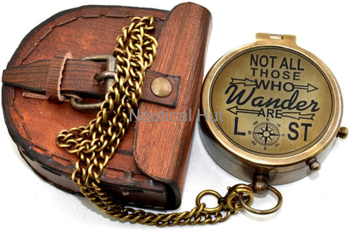 Nautical Hut Brass Compass Not All Those Who Wander are Lost Slogan Engraved Compass, Brass Compass, Nautical Compass, Hiking Compass Brown 2 Inch Nautical Hut Brass Compass Not All Those Who Wander are Lost Slogan Engraved Compass, Brass Compass, Nautical Compass, Hiking Compass Brown 2 Inch