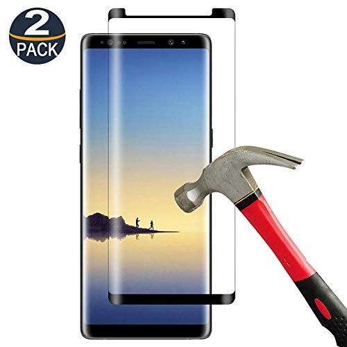 [2 Pack] Galaxy Note 8 Screen Protector Tempered Glass, Maxsoco [Case Friendly][Anti-Bubble][3D Curved][9H Hardness][HD Clear] Tempered Glass Screen Protector for Galaxy Note 8 (Black)