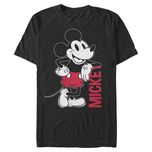 Disney Big Classic Mickey Leaning Men's Tops Short Sleeve Tee Shirt, Black, XX-Large Tall