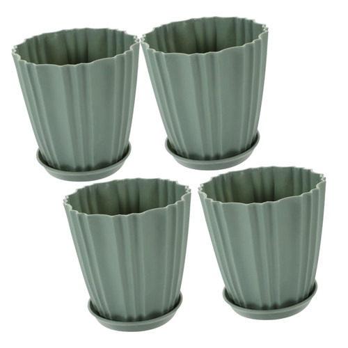 Yardenfun 4 Sets Plastic Flower Pot Plant Pots with Tray Flowerpot Cactus Planter Cactus Pot with Planter Pots for Plants Succulent Pots Balcony Flowerpot Plastic Planter Pot Bonsai Simple