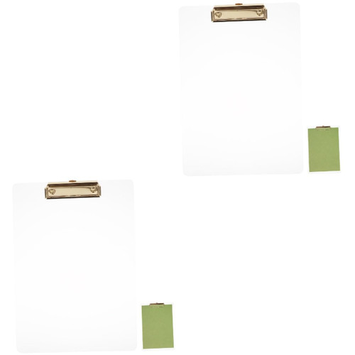 STOBOK 2pcs Transparent Board Clip Binder Folders A4 Clipboard Pencil Sketch Clipboard Writing Support Plate Paper File Organizer Office Clipboard Writing Pad Student Metal Hard