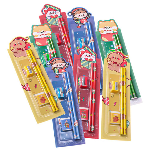 Ciieeo 16 Sets Pencil Set Compact Kids Stationery Small Sharpener Household Pencil Kit Kids Eraser Mini Sharpener Children Accessory Compact Pencil Kit Pencil Sharpener Bulk Wood