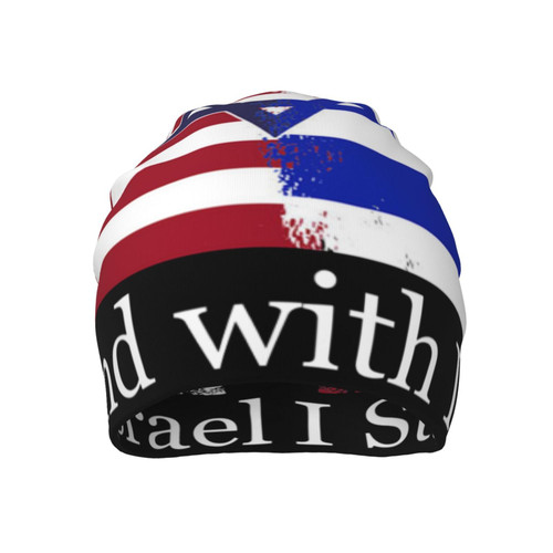 Techpo I Stand with Israel Flag Beanie Hat Men/Women Comfy Skull Cap Casual Skiing Hat Warm Knit Hat for Black