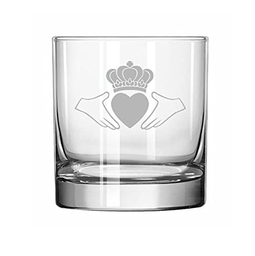 MIP Brand Rocks Whiskey Old Fashioned Glass Irish Claddagh