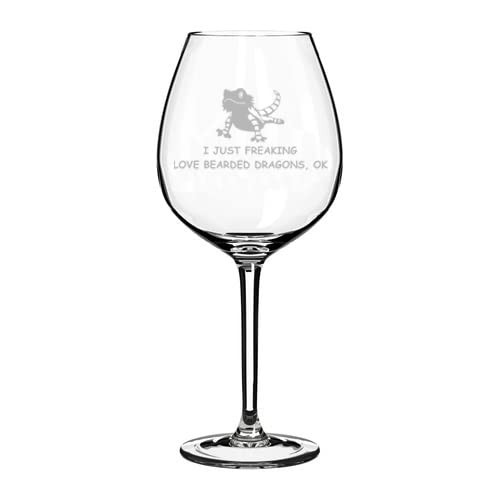 MIP Brand Wine Glass Goblet I Just Freaking Love Bearded Dragons Funny (20 oz Jumbo)