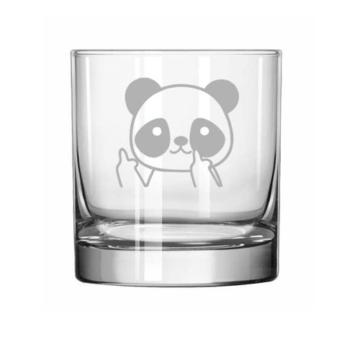 MIP Brand 11 oz Rocks Whiskey Old Fashioned Glass Panda Bear Middle Fingers Funny MIP Brand 11 oz Rocks Whiskey Old Fashioned Glass Panda Bear Middle Fingers Funny