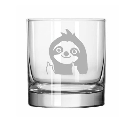 MIP Brand 11 oz Rocks Whiskey Old Fashioned Glass Sloth Middle Fingers Funny MIP Brand 11 oz Rocks Whiskey Old Fashioned Glass Sloth Middle Fingers Funny
