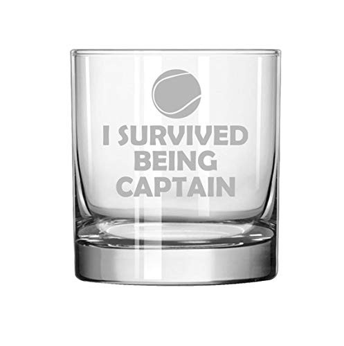 MIP Brand 11 oz Rocks Whiskey Highball Glass Tennis I Survived Being Captain
