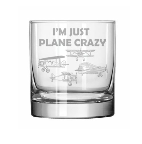 MIP 11 oz Rocks Whiskey Old Fashioned Glass Gift I'm Just Plane Crazy Funny For Pilot Airplane Lover Aviation MIP 11 oz Rocks Whiskey Old Fashioned Glass Gift I'm Just Plane Crazy Funny For Pilot Airplane Lover Aviation