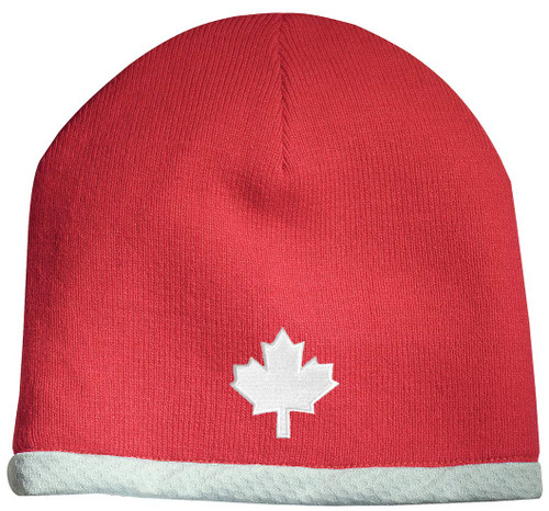 Canada Maple Leaf Patch Performance Beanie Hat - True Red