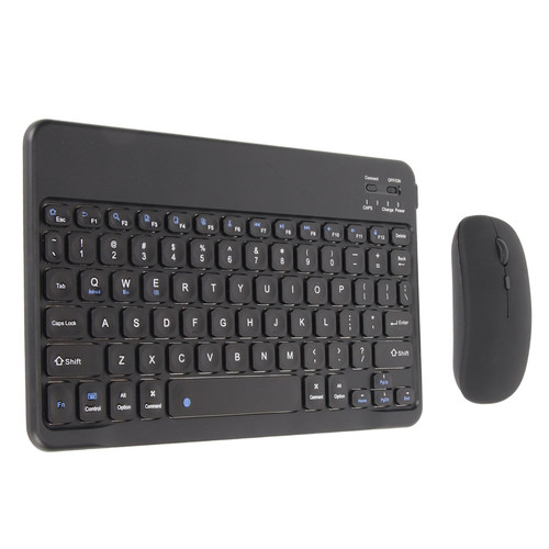 Yoidesu Bluetooth 3.0 2.4G Dual Mode Keyboard and Mouse Set, Wireless Keyboard and Mouse Combo with 10 Inch Keyboard for iOS Android Windows Devices (Black)