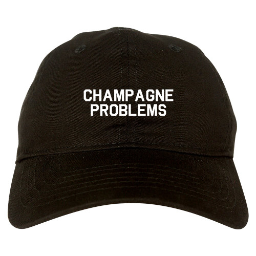 FASHIONISGREAT Champagne Problems Funny Drinking Dad Hat Baseball Cap Black