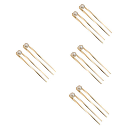 Beavorty 8 Pcs U Shaped Hairpin Vintage Hair Forks Hair Sticks for Buns Bun Hair Fork Hair Bun Pins Hair Sticks for Hair U Shape Hair Stick Hair for Buns Accessories Alloy Pearl Bridesmaid