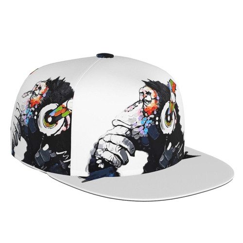 CACFBKY Banksy Artist Graffiti Hat Flat-Brimmed Baseball Cap Dad Ball Hat Snapback Hip Hop Cap for Men and Women Black