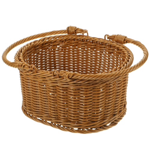 SOESFOUFU Picnic Basket Wicker Basket Fruit Serving Basket Wedding Flower Basket Bread Rattan Basket Rattan Egg Basket Gift Baskets Egg Storage Basket Pp Child Wine Basket Outdoor