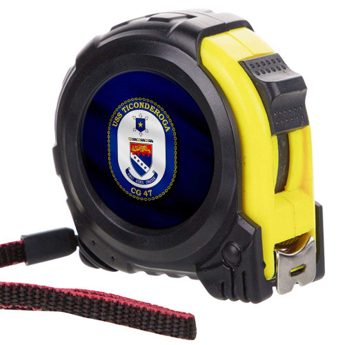 Tape Measure with 16 Foot Steel Tapeline - US Navy USS Mobile Bay (CG 53), Cruiser Emblem (Crest)