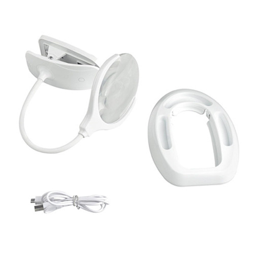 Guaber Magnifying Glass,2-in-1 Magnifier Bright LED Light 3X 8X with Base Stand Clamp for Reading Painting Sewing Needle Craft Puzzle Hobby Fans