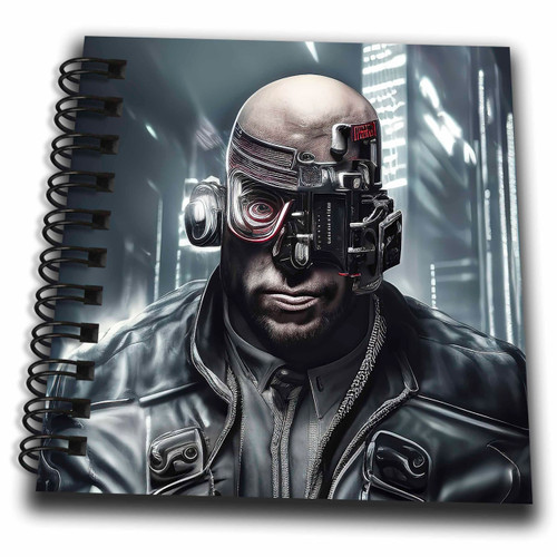 3dRose Bold Man Cyberpunk Cyborg. Head Gadgets, Leather Jacket, Night... - Drawing Books (db-377029-3) 3dRose Bold Man Cyberpunk Cyborg. Head Gadgets, Leather Jacket, Night... - Drawing Books (db-377029-3)