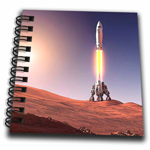 3dRose Rocket Leaves Mars Planet on a Sunny Morning. Digital Art for... - Drawing Books (db-377058-3)