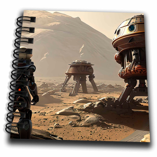 3dRose Astronaut Watches Industrial Robots Working on Mars Digital Art - Drawing Books (db-377071-3)
