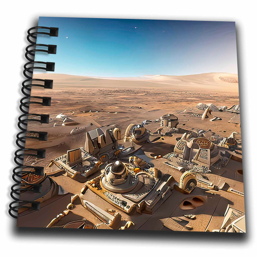 3dRose Fantasy Settlement in The Middle of Mars Desert. Digital Art... - Drawing Books (db-377076-3)