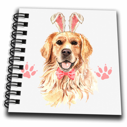 3dRose This Golden Retriever in Rabbit Ears is Ready for a Golden... - Drawing Books (db-378943-3)