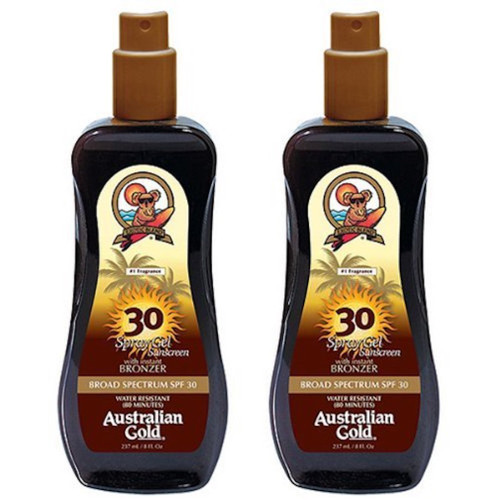 Australian Gold SPF 30 Spray Gel Sunscreen with Bronzer 2 Pack