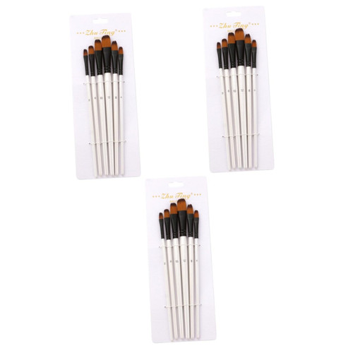 KALLORY 18 Pcs Nylon Brush Set Drawing Brush Gouache Painting Brush Fine Detail Brush Oil Painting Brush Art Paint Brush Watercolor Brushes Canvas Painting Brush Two-Color Child Pen Wooden