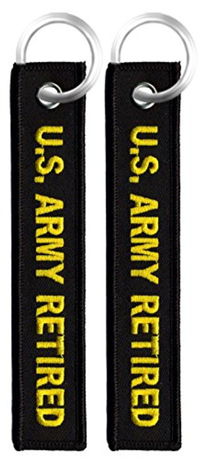 U.S. Army Retired Black Embroidered Key Chain