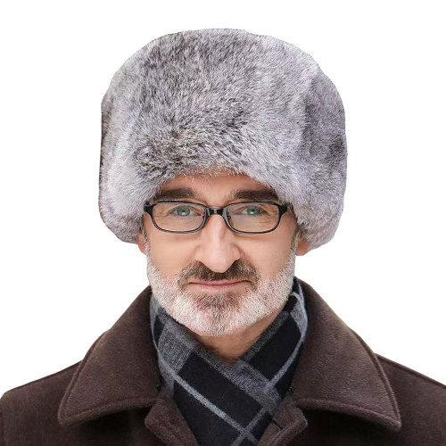 Men Ushanka Russian Faux Fur Trapper Hat Winter Aviator Earflap Hat Warm Trooper Hunting Hat Ski Snow Hat Dad Hats