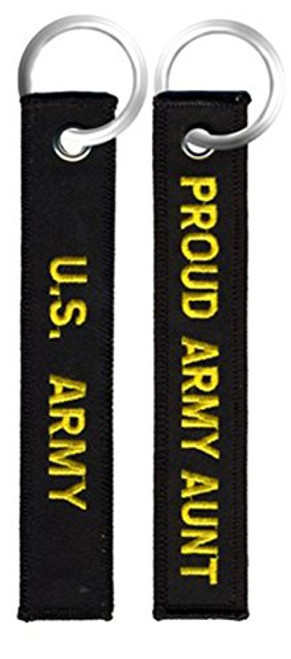 Proud Army Aunt Black Embroidered Key Chain