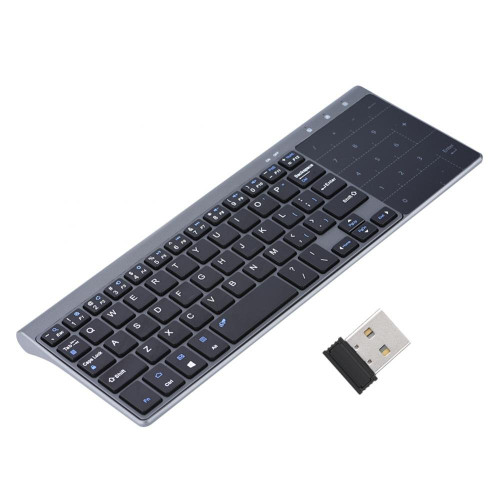 ASHATA Portable Slim 2.4Ghz Wireless Keyboard Handheld with Touchpad for PC/Notebook/TV Box Black