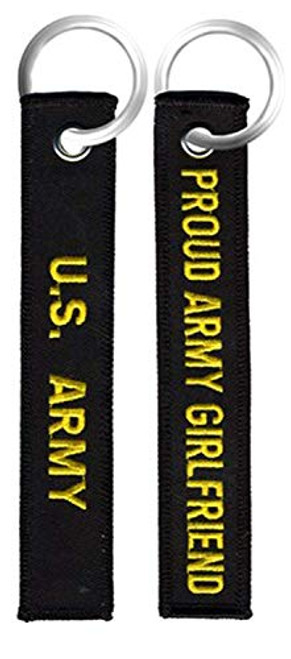 U.S. Army Proud Army Girlfriend Black Embroidered Key Chain