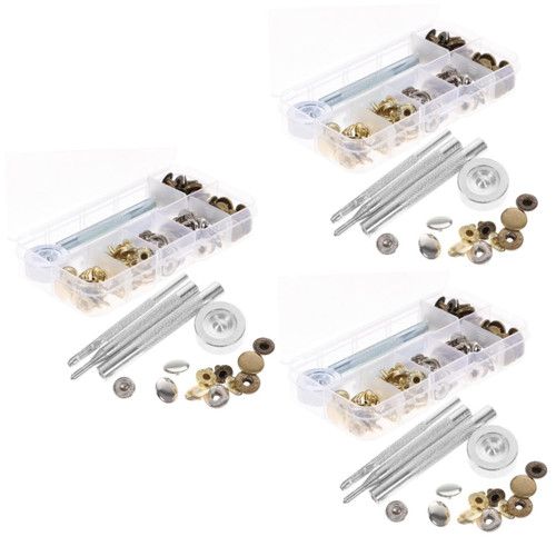 ABOOFAN 90 Sets Snap Button Suit Tools Metal Snap Buttons Sewing Kit with Buttons Button Kit Button Press Snap Fasteners Kit Button Sewing Kit Prong Buttons Supplies Copper Down Jacket