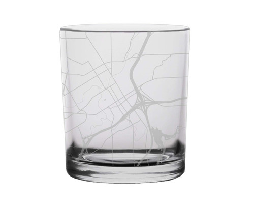 Flint City Map Whiskey Glass Michigan