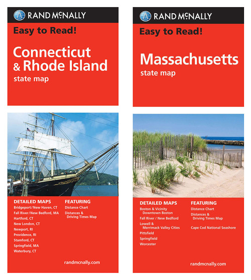 Rand McNally State Maps: Connecticut/Rhode Island and Massachusetts (2 Maps)