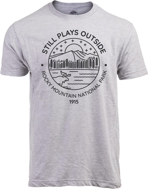 Rocky Mountain National Park Still Plays Outside | Funny Cool Camping Hiking Camp Hike Men's Tee Outdoors T-Shirt -(Unisex,L)
