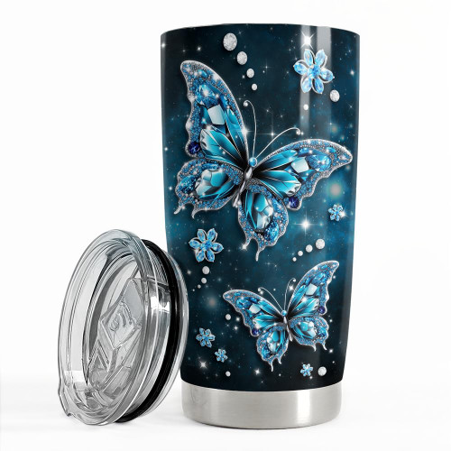 SANDJEST Butterfly Tumbler 20oz Stainless Steel Insulated Tumblers Coffee Travel Mug Cup Jewelry Drawings Style Butterfly Gifts for Women Girls Teen Gift for Birthday Christmas