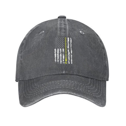 USA Thin Yellow Line Flag Tow Truck Driver Baseball Cap Adult Washed Sun Hat Breathable Trucker Hat Adjustable Denim Twill Plain Hat