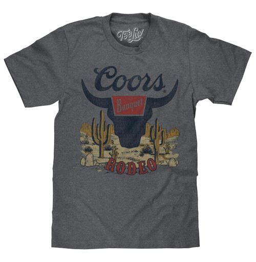 Tee Luv Men's Coors Banquet Rodeo T-Shirt - Faded Coors Beer Desert Graphic Tee, Heather Graphite, M