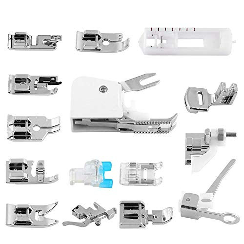 Sewing Machine Presser Feet Set, Sewing Machine Feet 15PCs Various Types Presser Foot Kit Universal Sewing Machine Feet Set for Sewing Machines
