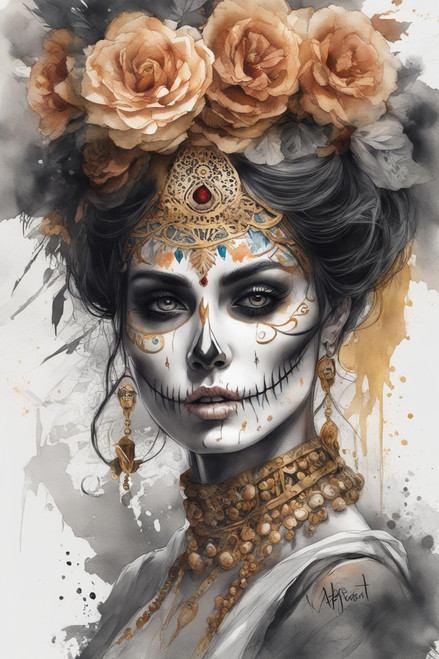 Skull Adult Diamond Painting Kits,Flower and Sugar Skull Girl Diamond Painting Kits,DIY Day of The Dead Watercolor Round Diamond,Gemstone Artwork,Home,Office Wall Decoration 12x18inch Skull Adult Diamond Painting Kits,Flower and Sugar Skull Girl Diamond Painting Kits,DIY Day of The Dead Watercolor Round Diamond,Gemstone Artwork,Home,Office Wall Decoration 12x18inch